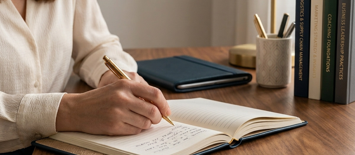 Eine Person macht sich handschriftliche Notizen zu Entwicklung und Entscheidungen